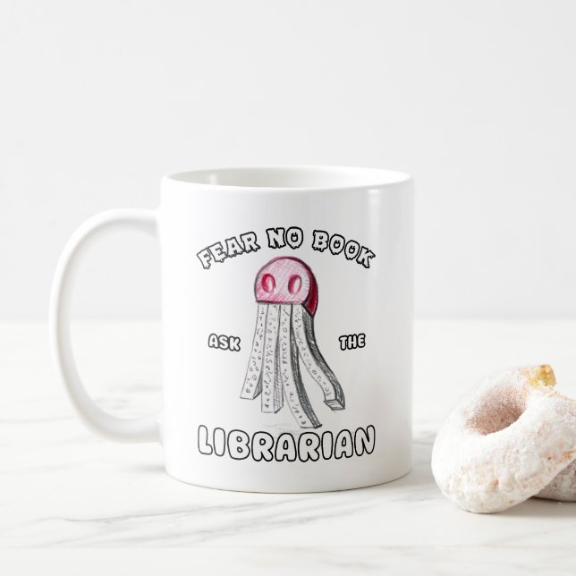 Ghost White Sketchy Fear No Book Gefragt Eine Bibl Kaffeetasse (Mit Donut)