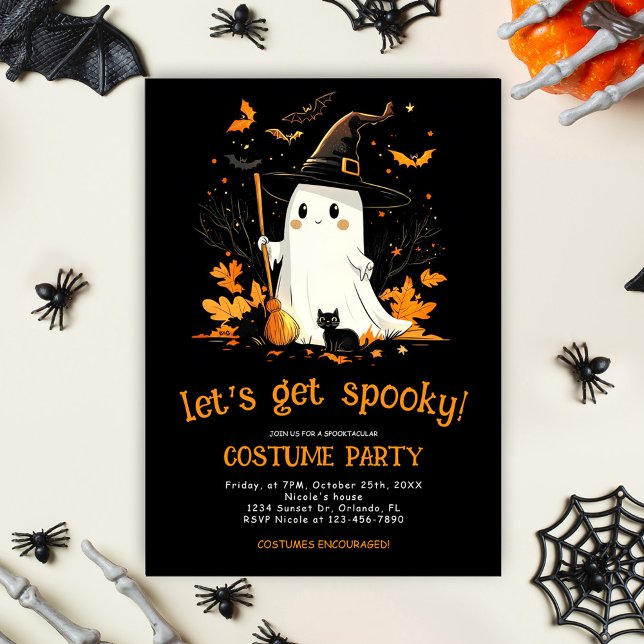 Ghost Witch Spooky Oktober Halloween-Party Einladung (Ghost Witch Spooky October Halloween Party Invitation)