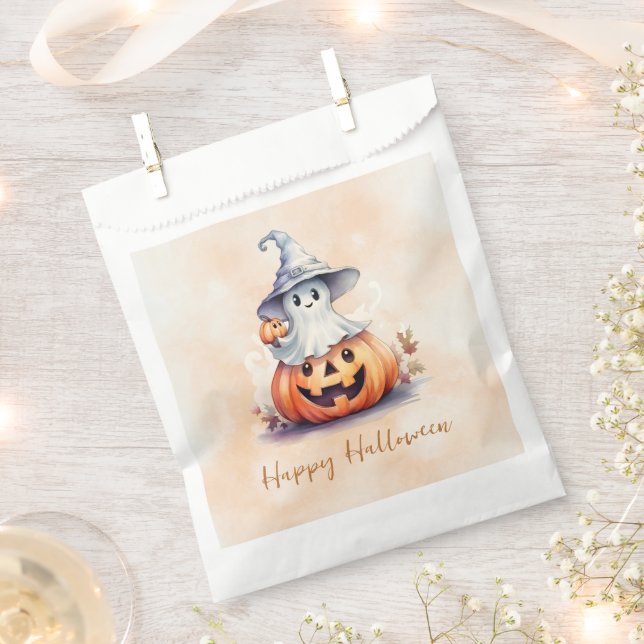 Ghost Witches Hat Jack-O' Lantern Happy Halloween Geschenktütchen (Ausgeschnitten)