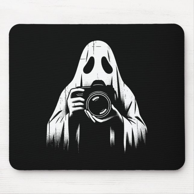 Ghost with Camera - Creepy Fotografy Halloween L Mousepad (Vorne)
