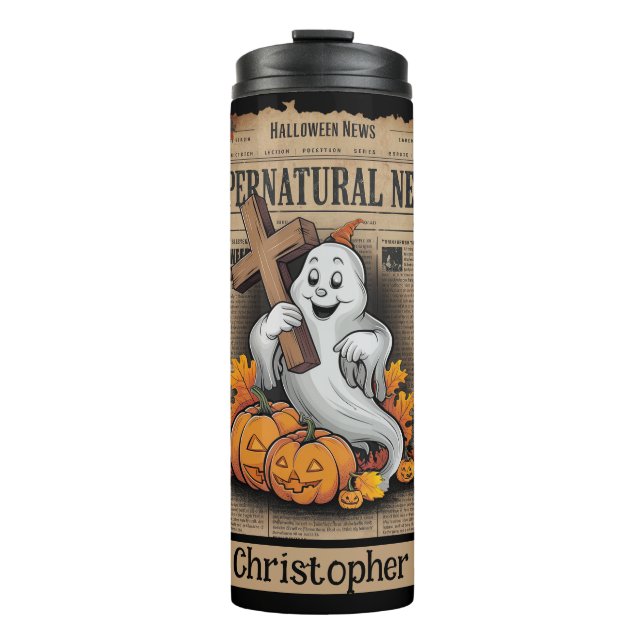 Ghost with Cross - Supernatural News Vintag Paper Thermosbecher (Vorderseite)