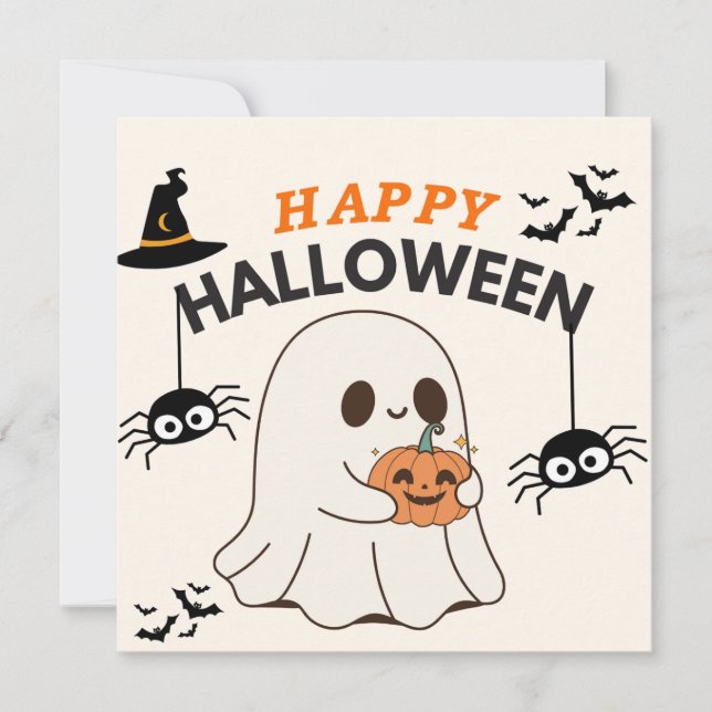 Ghost with Pumpkin - Happy Halloween Design Save The Date (Vorderseite)