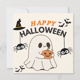 Ghost with Pumpkin - Happy Halloween Design Save The Date