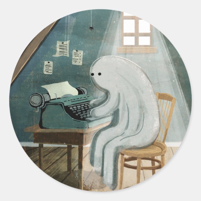 Ghost Writer Runder Aufkleber (Vorderseite)