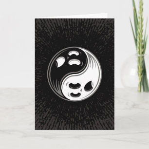 Ghost Yin Yang Black and White Karte