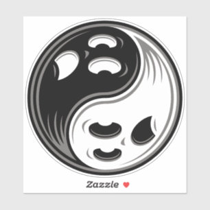 Ghost Yin Yang Black und White Aufkleber