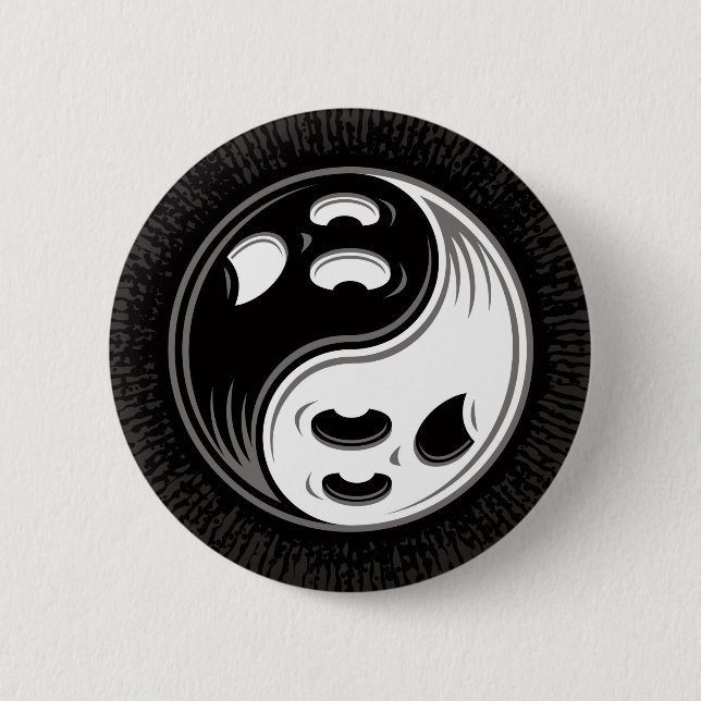 Ghost Yin Yang Black und White Button (Vorderseite)