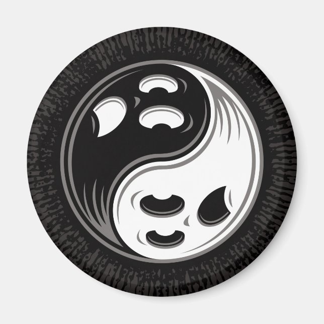 Ghost Yin Yang Black und White Magnet (Vorne)