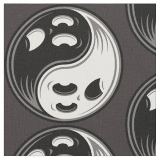 Ghost Yin Yang Black und White Stoff