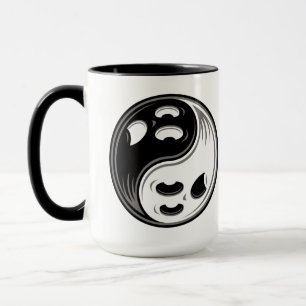 Ghost Yin Yang Black und White Tasse