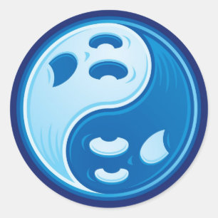 Ghost Yin Yang Runder Aufkleber
