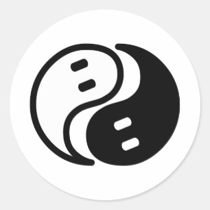 Ghost Yin Yang Runder Aufkleber