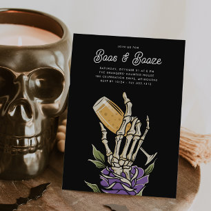 Ghosted Champagne "Boos & Booze" Halloween-Party Einladung