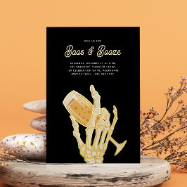 Ghosted Champagne "Boos & Booze" Halloween-Party Folieneinladung