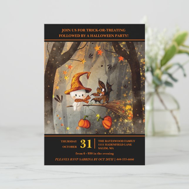 Ghosted Fun Halloween-Party Einladung (Stehend Vorderseite)