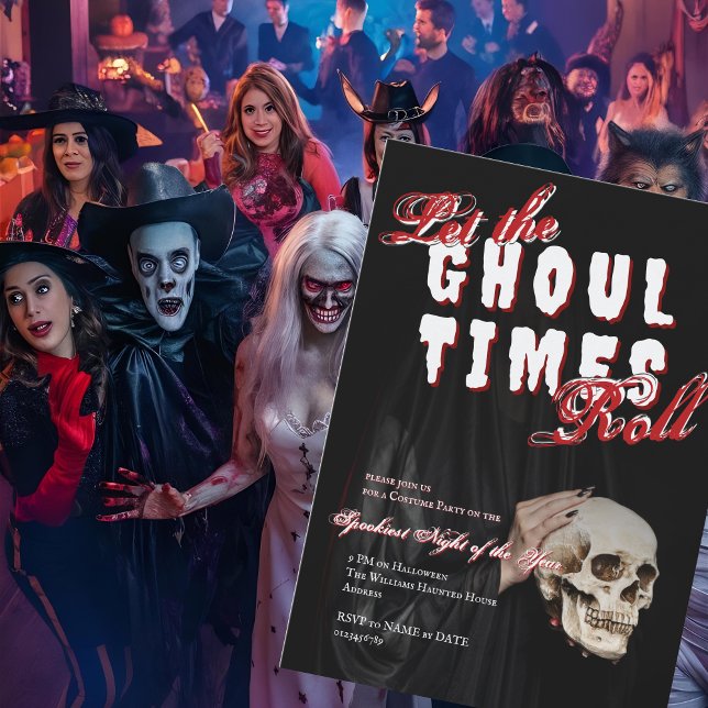 Ghosted Halloween Skeleton Kostüm Party Skull Einladung (Ghostly Halloween Skeleton Costume Adult Party Skull Invitation)