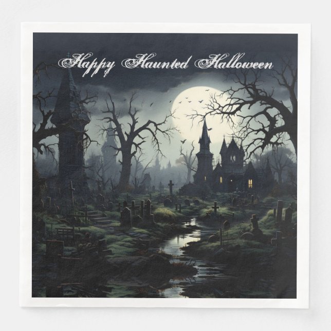 Ghosted Hexches Manor Halloween Serviette (Vorderseite)