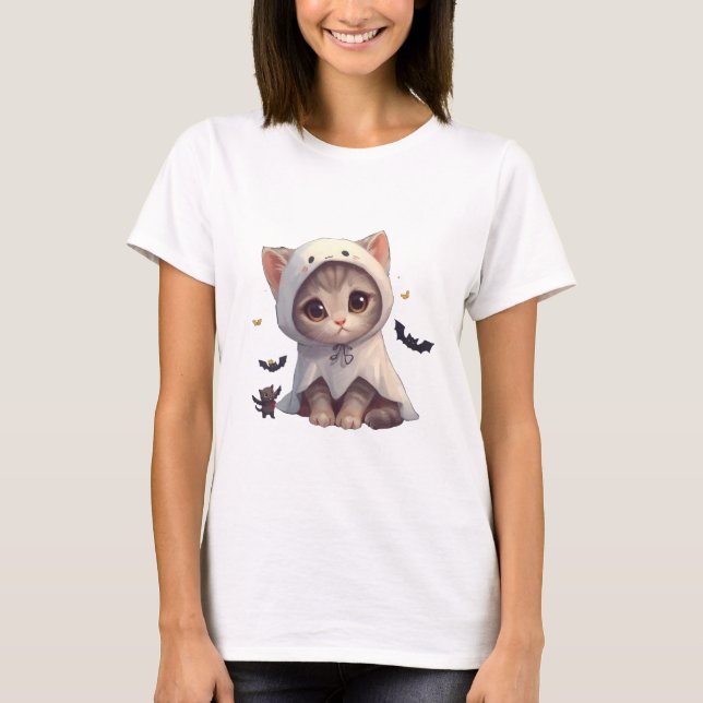 Ghosted Kitten and Bat Friends T-Shirt (Vorderseite)