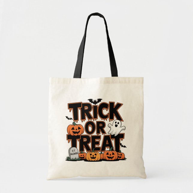 Ghosted Pumpkin Trick oder Treat Bag Tragetasche (Vorne)