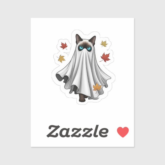 Ghosted Siamese - Niedliche Halloween-Siamkatze Aufkleber (Blatt)