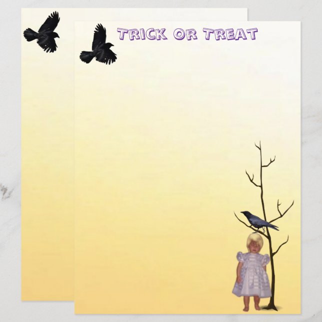 Ghosted Talia mit Raven Halloween Stationery (Vorne/Hinten)