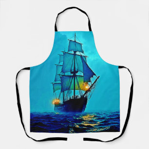 Ghosted Tall Ship Sea Voyage Design Schürze
