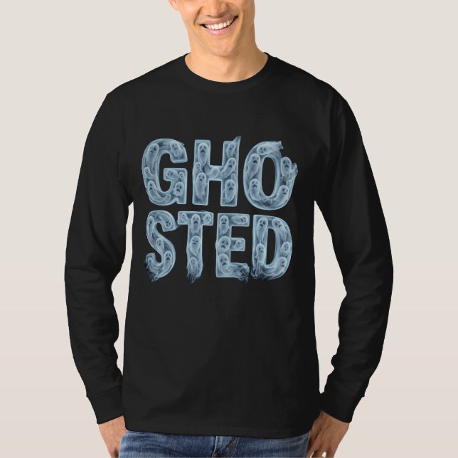 Ghosted Translucent Ghost-Typografie Lustiger Dati T-Shirt (Vorderseite)