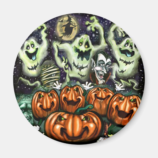 Ghosted Trio Pumpkins Party Magnet (Vorne)