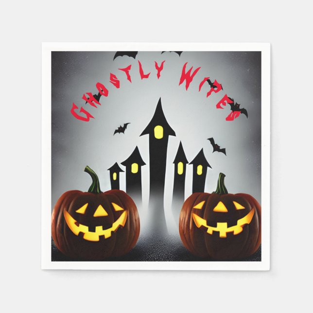 Ghosted Wipes Creepy Halloween Jack 'o Lantern Serviette (Vorderseite)
