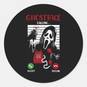 Ghostface Calling Halloween Ghost Beängstigend für Runder Aufkleber