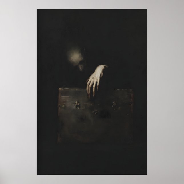 Ghostly Figure Reaching Out of Antique Chest Poster (Vorne)