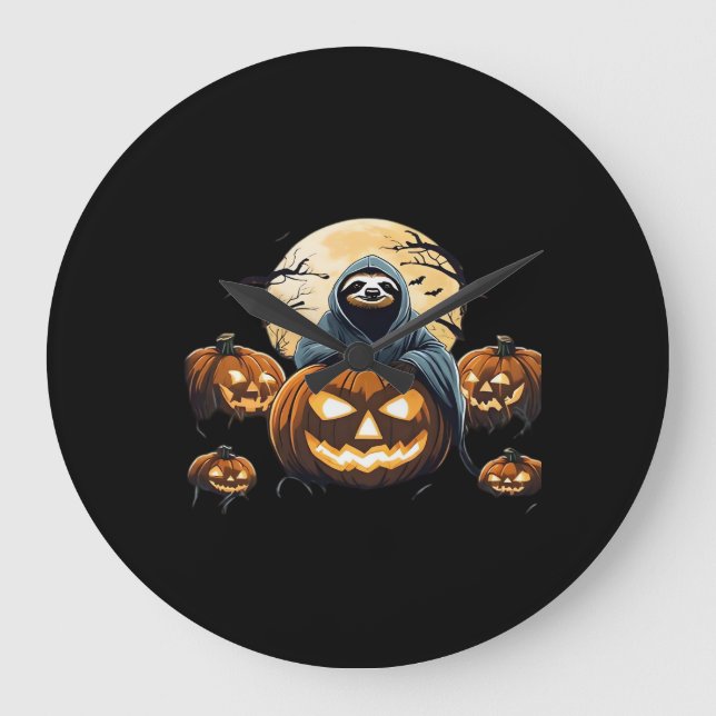 Ghostly Sloth's Midnight Haunt Classic T-Shirt Große Wanduhr (Vorderseite)