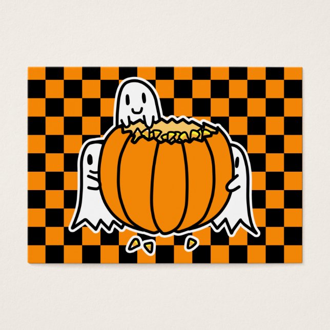 Ghosts and Pumpkin Halloween-Karte (Vorderseite)