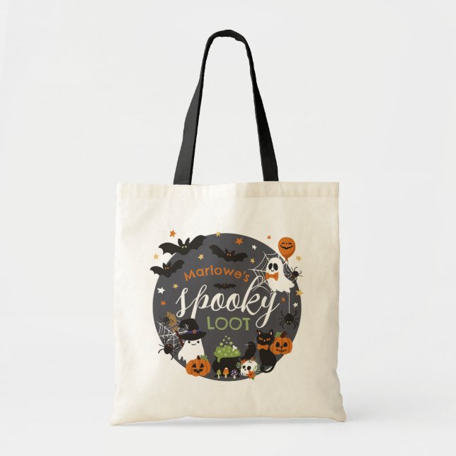 Ghosts Bats Spookoky Loot Kids Halloween Tragetasche (Vorne)