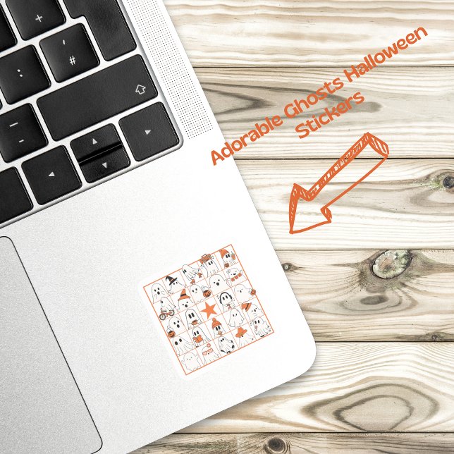 Ghosts Bingo Quadratischer Aufkleber (This item is for display purposes only to illustrate the design element. )