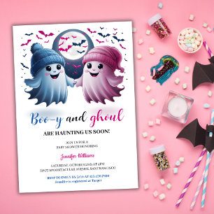 Ghosts Boo-y and Ghoul Halloween Twins Baby Shower Einladung