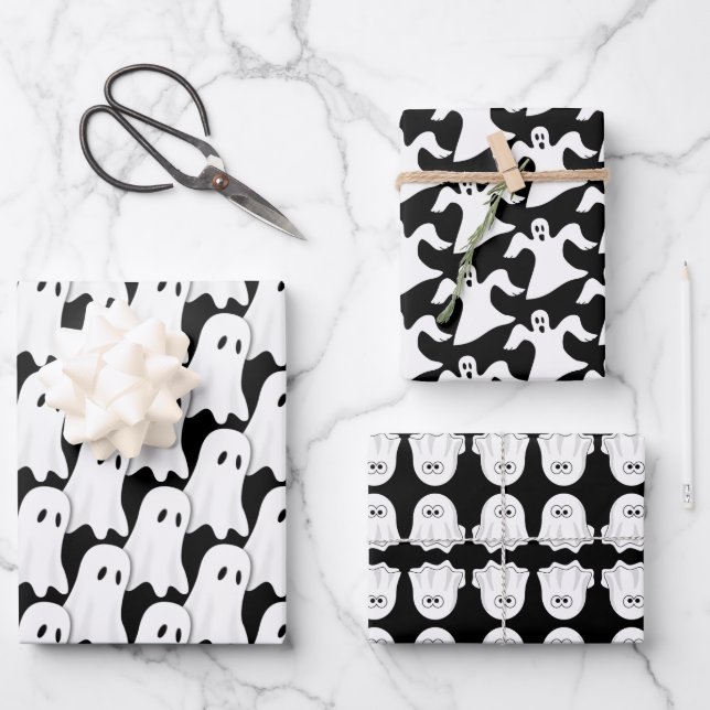 Ghosts Design Wrapping Paper-Sets Geschenkpapier Set (Vorderseite)