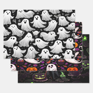 Ghosts Everywhere Spooky Fun Halloween Szene Geschenkpapier Set