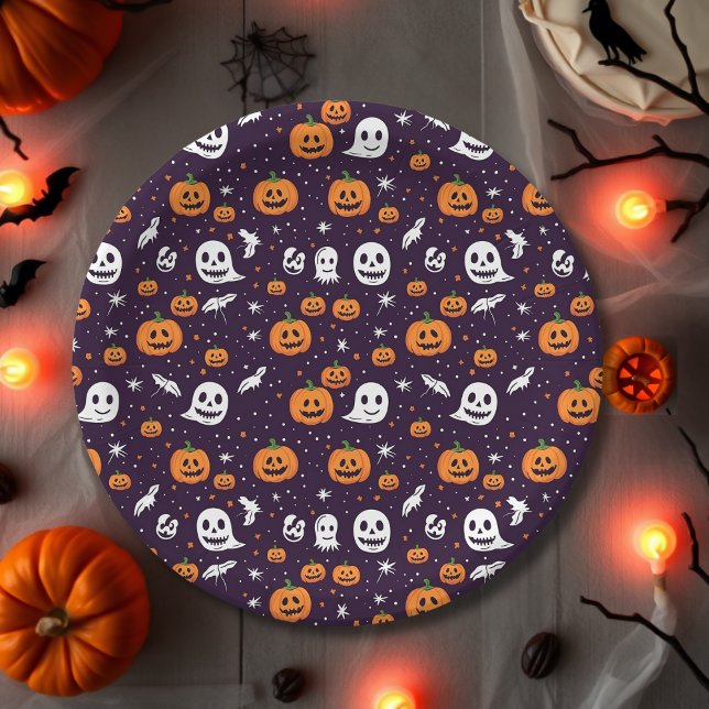 Ghosts, Ghouls & Pumpkins Halloween-Party Pappteller (Von Creator hochgeladen)