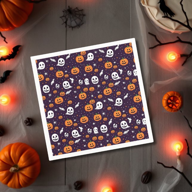 Ghosts, Ghouls & Pumpkins Halloween-Party Serviette (Von Creator hochgeladen)