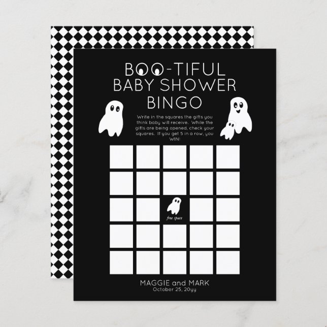 Ghosts Halloween Boo-schöne Baby-Dusche Bingo Invi (Vorne/Hinten)