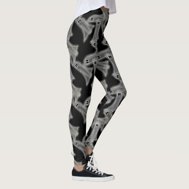 Ghosts Halloween Leggings, grau und schwarz Leggings (Rechts)