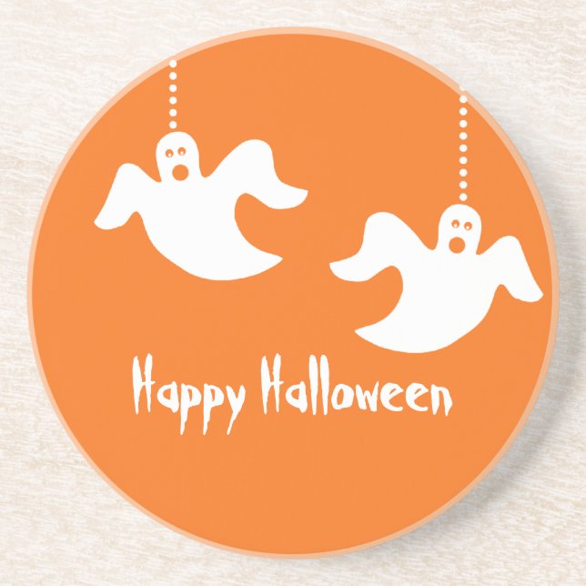 Ghosts Halloween-Untersetzer, Orange Untersetzer (Vorne)