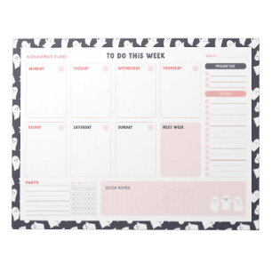 Ghosts Halloween Weekekly to Do List Planner Notizblock