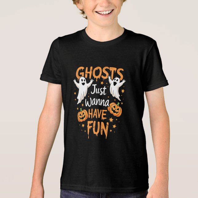 Ghosts just Wanna haben Spaß Spooky Halloween Ghos Tri-Blend Shirt (Vorderseite)