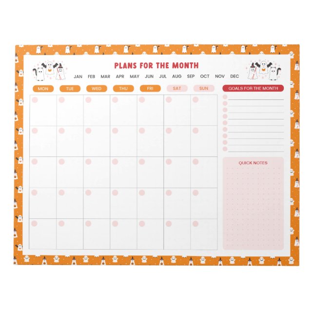 Ghosts können monatlich antricksen oder behandeln, notizblock (Vorderseite)