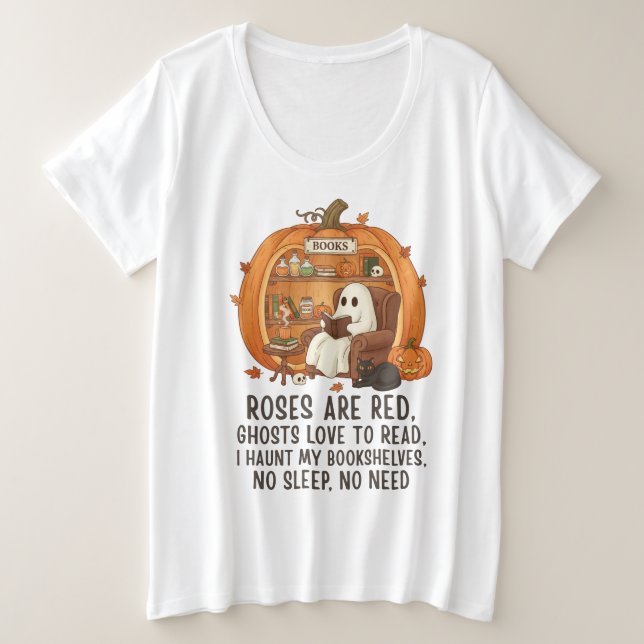 Ghosts Love To Read - Funny Halloween Book Lover Große Größe T-Shirt (Design vorne)