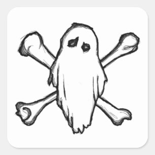 GHOSTS N BONES QUADRATISCHER AUFKLEBER