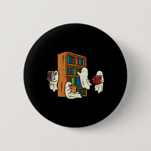 Ghosts Reading Books Teacher Halloween Librarian B Button