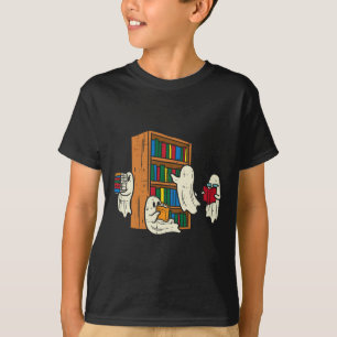 Ghosts Reading Books Teacher Halloween Librarian B T-Shirt